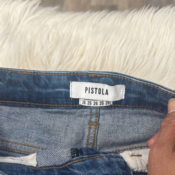 Pistola Blue Distressed Jean Shorts Raw Hem Size 26 - Picture 7 of 12